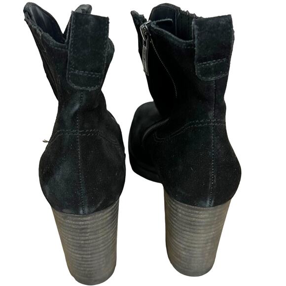 Paul Green NWOB Oakley Suede Boot Black Size 5.5 (US 8) Side Zip Chunky Heel - Picture 4 of 10